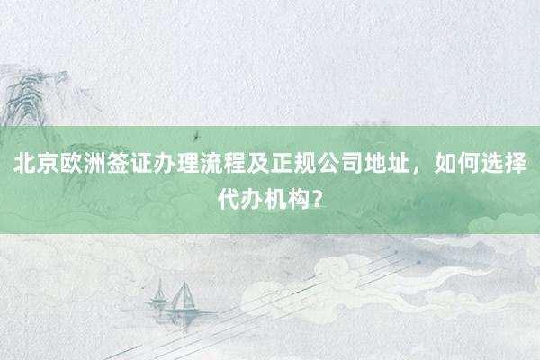 北京欧洲签证办理流程及正规公司地址，如何选择代办机构？