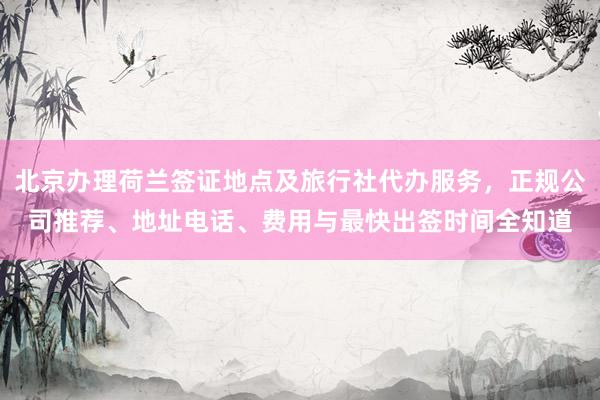 北京办理荷兰签证地点及旅行社代办服务，正规公司推荐、地址电话、费用与最快出签时间全知道