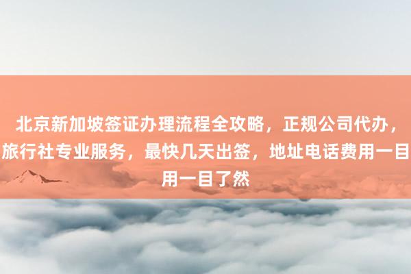 北京新加坡签证办理流程全攻略，正规公司代办，华网旅行社专业服务，最快几天出签，地址电话费用一目了然